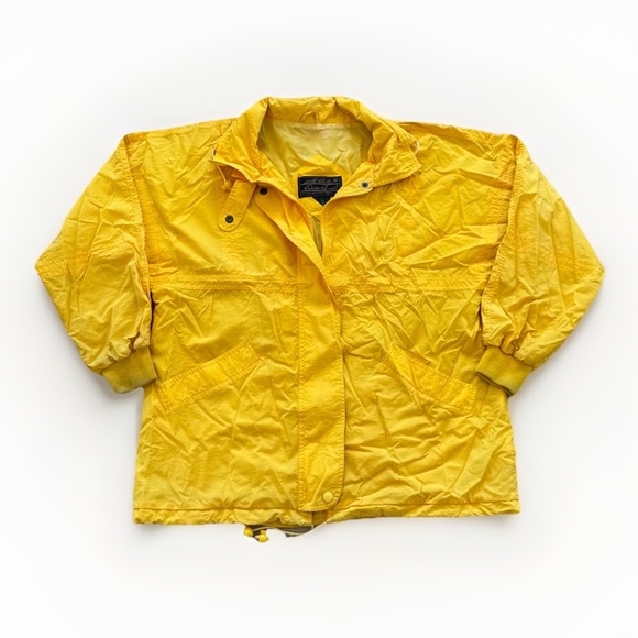 Eddie Bauer Jacket Womens L Windbreaker Full Zip Yellow Vintage 90s Gorpcore‎ - Picture 1 of 8
